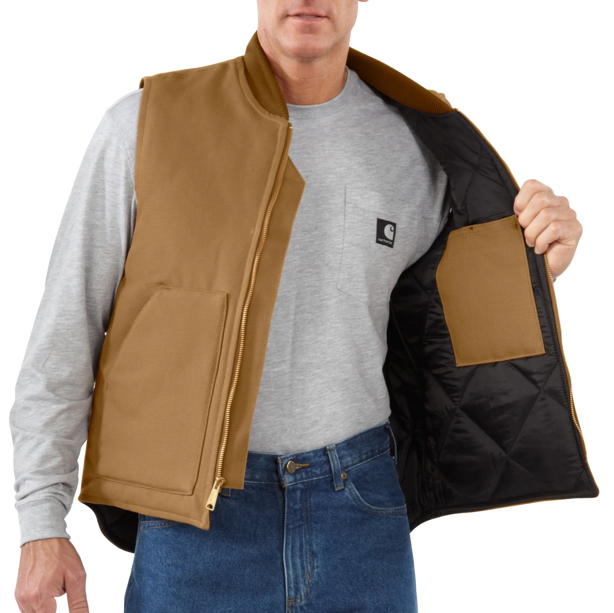 'Carhartt' Men's Duck Vest Arctic Quilt Lined - Carhartt Brown