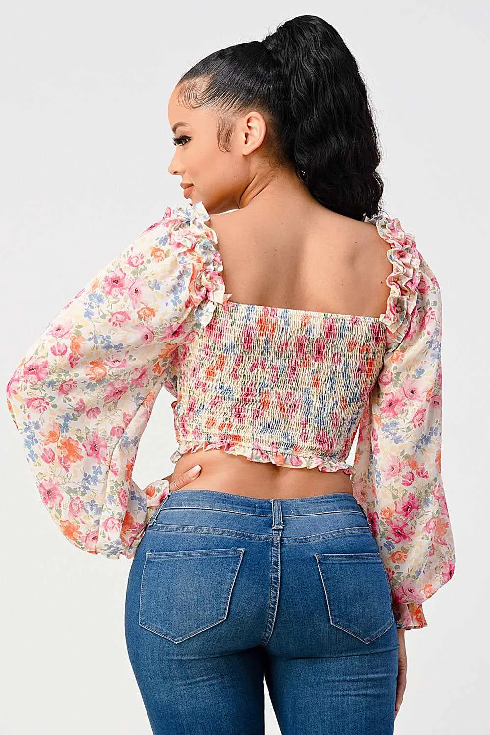 Chic Floral Sweetheart Blouse