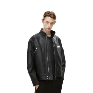 Custom Acrylic Mirror Leather Jacket Black