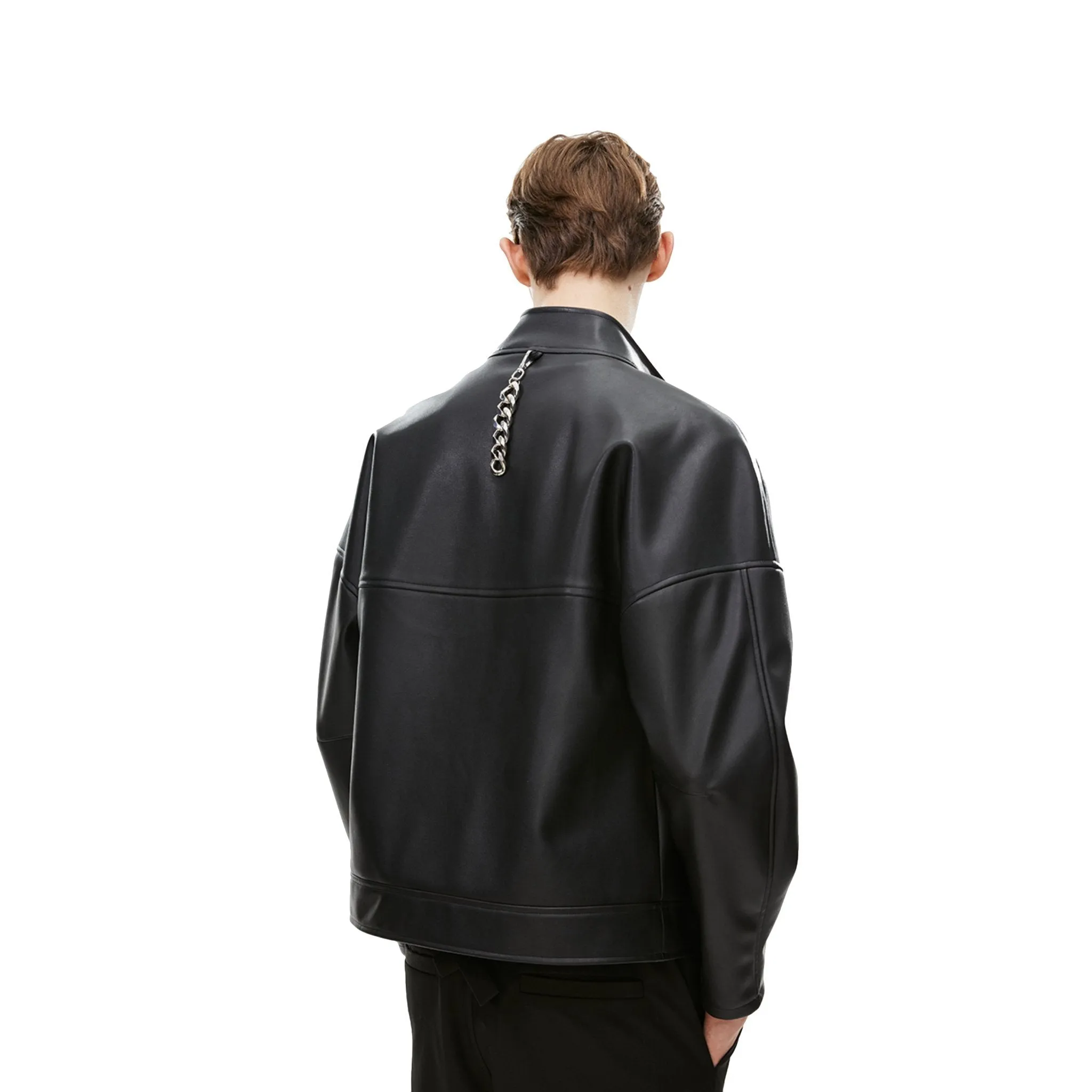 Custom Acrylic Mirror Leather Jacket Black