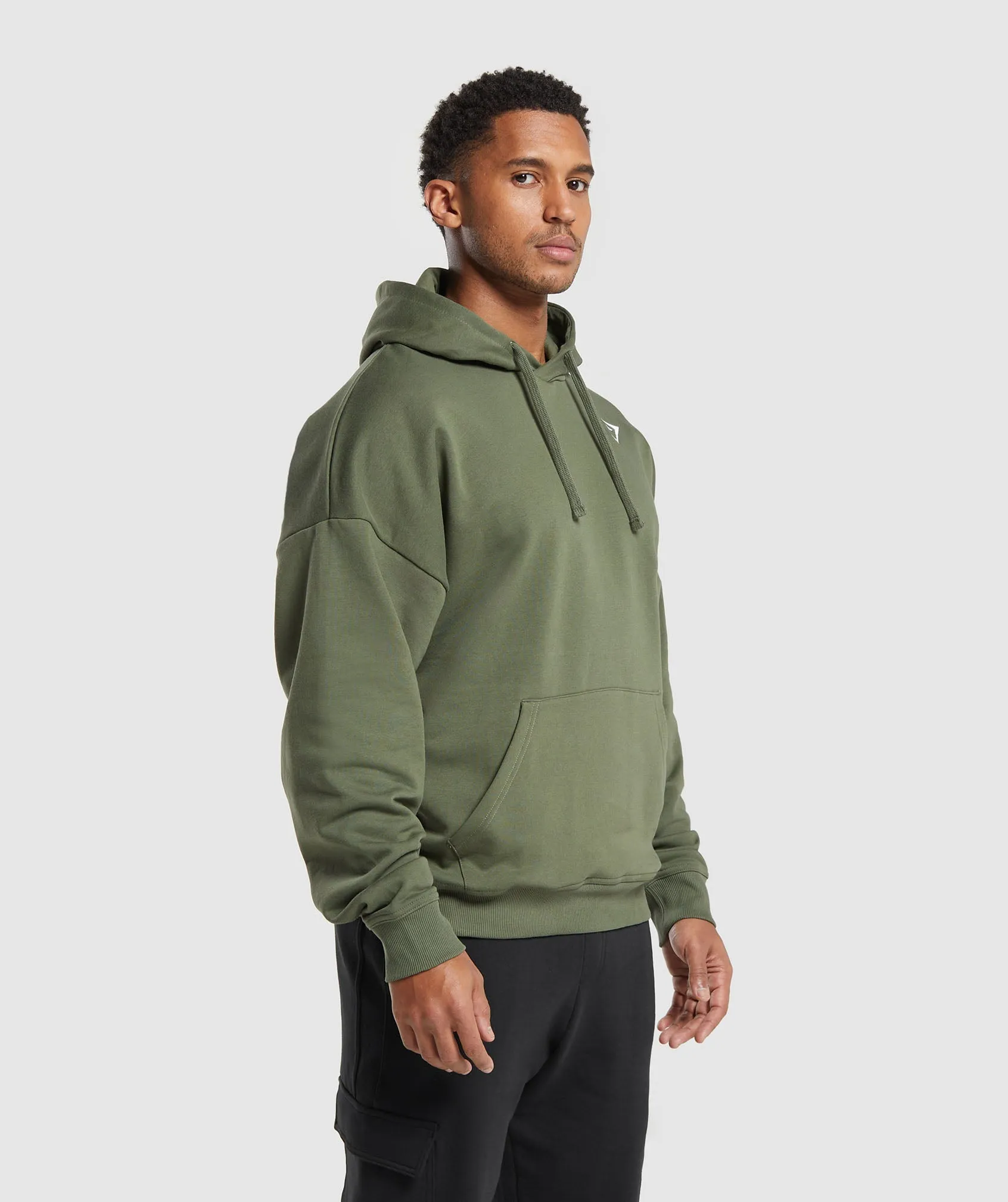 Gymshark Crest Oversized Hoodie - Core Olive