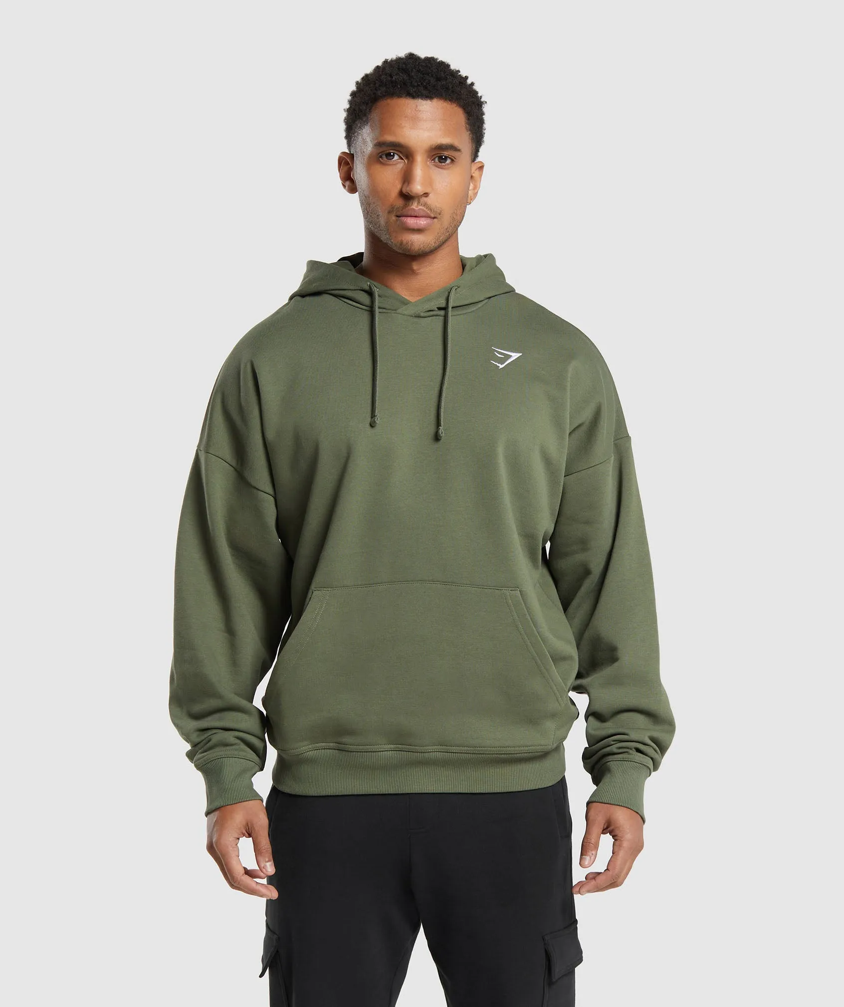 Gymshark Crest Oversized Hoodie - Core Olive