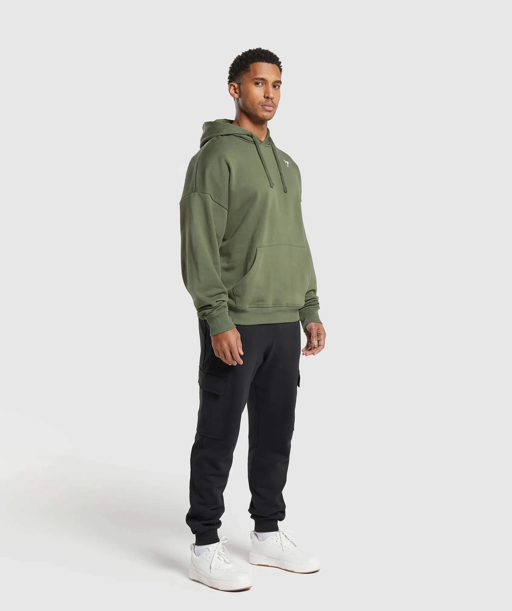 Gymshark Crest Oversized Hoodie - Core Olive