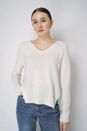 Lorena Antoniazzi Subtle Sparkle Cashmere Blend Knitted Pullover in Off-White