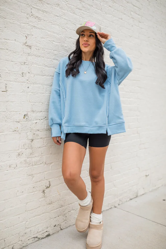 Scouted Out Blue Oversized Fleece Sweatshirt FINAL SALE